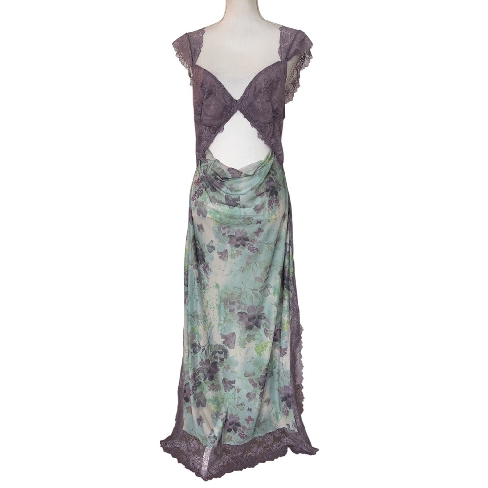Free People Suddenly Fine Floral Lace Trim Maxi Slip Dress | SZ: XL
